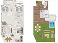 Penthouse-Wohnungen mit 3 Schlafzimmern, 2 Bädern, Vorinstallation Klimaanlage, Kfz-Stellplatz, Meerblick und Gemeinschaftspool nur 100 m vom Strand