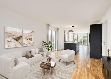 Sofort einziehen - mitten im Grünen: Phantastische 3,5-Zimmer-Gartenwohnung mit Lechblick - großer Wohnbereich auf ca.50m²