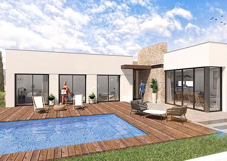 Villen mit 3 Schlafzimmern, 2 Bädern, Gäste-WC, Keller, Klimaanlage, Kfz-Stellplatz und Privatpool im wunderschönen Santa Rosalía Resort