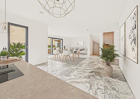 Luxuriöses Stadthaus mit Einfamilienhaus-Charakter | Erstbezug | Zur Miete - Wohn-/Essbereich (Visualisierungsbeispiel)
