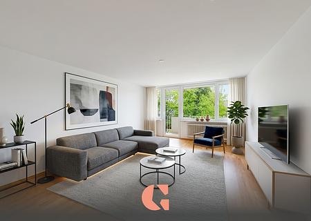 Helle Wohnung mit Ostbalkon - U-Bahn nähe - Bezugsfertig - Wohnzimmer Visualisierung