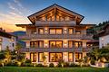 Exklusive Neubauwohnung mit traumhaftem Süd- & Westpanoramabalkon am Schliersee - Visualisierung Abendstimmung