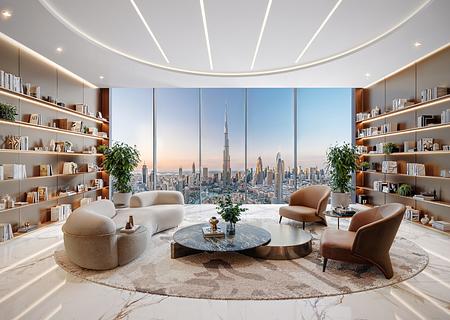 Presidential Suite mit Weitblick und Pool auf dem Balkon - Vollmöbliert  - Finanzierungsplan - Library