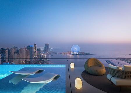 W-Tower Dubai Harbour beim Yachtclub - ROOFTOP-POOL