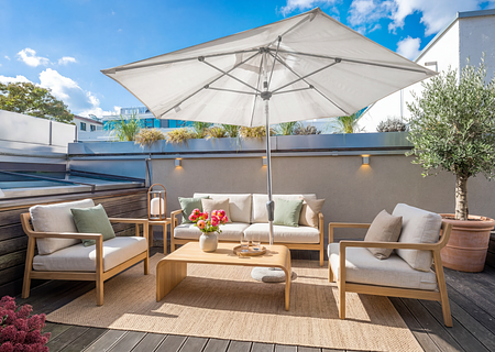Moderne 5-Zimmer-Wohnung im Herzen der Maxvorstadt und in ruhiger Hoflage - Dachterrasse mit Westausrichtung (virtuell möbliert)