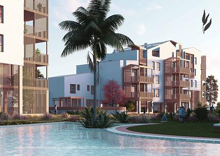 Nachhaltige Penthouse-Wohnungen mit 3 Schlafzimmern, Dachterrasse, Klimaanlage, Kfz-Stellplatz, Gemeinschaftspool und Beachclub nur 400 m vom Strand