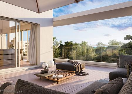 Dachterrassentraum mit 3-Zimmern und 2 Bädern in Parkausrichtung - Wohn- u. Einrichtungsbeispiel