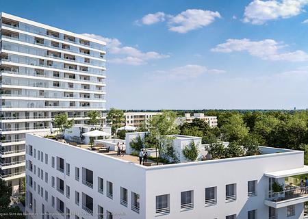 3-Zi.-Dachterrassentraum mit en suite Tageslichtbad direkt am Quartierspark - Illustration 1