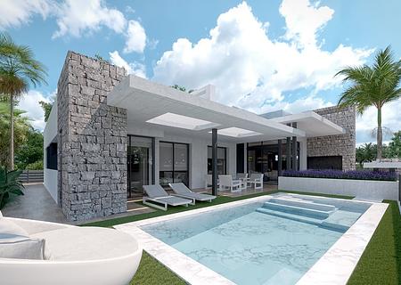 Villen mit 3 Schlafzimmern, 2 Bädern, 2 Gäste-WCs, Keller, Dachterrasse, Klimaanlage und Privatpool im wunderschönen Santa Rosalía Resort