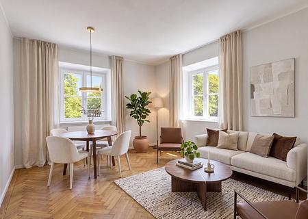 Altbau-Charme am idyllischen Schlosskanal: Lichterfüllte, perfekt geschnittene 3-Zimmer-Wohnung - Wohnen (virtuell möbliert)