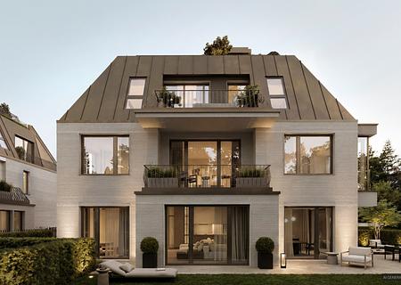 Neubau: Rarität im Herzogpark - 5-Zimmer-Penthouse mit Roofgarden und privatem Liftlanding - Penthouse auf zwei Ebenen (Visualisierung)