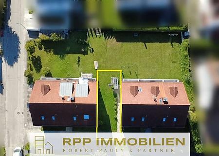 Baugrundstück mit Baugenehmigung für 6 Wohnungen - 325 qm Wfl. - in Eching - Drohnenansicht Grundstück 