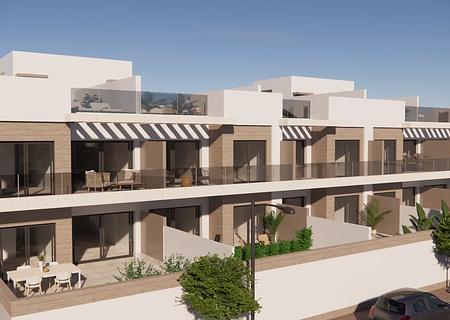 Obergeschoss-Wohnungen mit 2 Schlafzimmern, 2 Bädern, Dachterrasse, Vorinstallation Klimaanlage, Fußbodenheizung in Bädern und optionalem Whirlpool