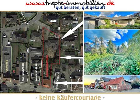 Geschosswohnungsbaugrundstück + freier Walmdachbungalow + vermietetes Haus im Herzen der Kur-/und Rolandstadt Bad Bramstedt - Hauptbild