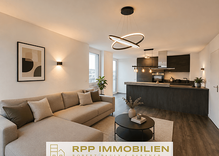 Sofort bezugsfrei: Renovierte 3-Zi.-Wohnung mit Westbalkon & Aufzug in S-Bahn-Nähe - Visualisierung Wohnzimmer