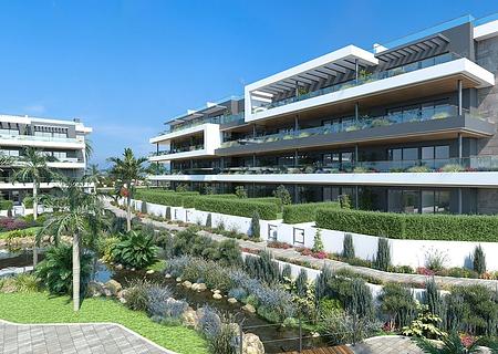 Penthouse-Wohnungen mit 3 Schlafzimmern, 2 Bädern, Dachterrasse, Kfz-Stellplatz, Gemeinschaftspools und beheizten Whirlpools