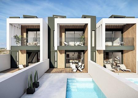 Reihenhäuser mit 3 Schlafzimmern, 3 Bädern, Dachterrasse, Kfz-Stellplatz und Privatpool