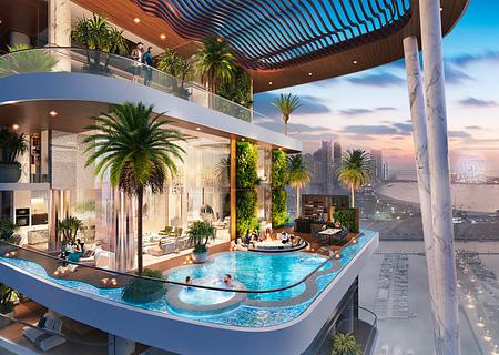 3 Zimmer mit sehr grossem Ballkon und Meerblick - Dubai Harbour - Damac Bay 2 - Balcony Shot Rev 1