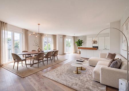 Exklusive, neuwertige 3-Zimmer-Wohnung mit hochwertiger Ausstattung und sonnigen Süd-Balkonen - Wohnen (virtuell möbliert)