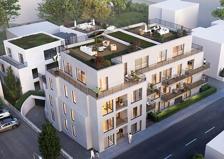 ++ Attraktive Neubau-Wohnungen im beliebten Frankfurter Westen ++ - Frontansicht Vogelperspektive