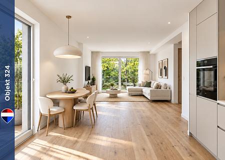 2-Zimmer-Neubau mit Balkon, Terrasse & Privatgarten - Virtuelles Home Staging
