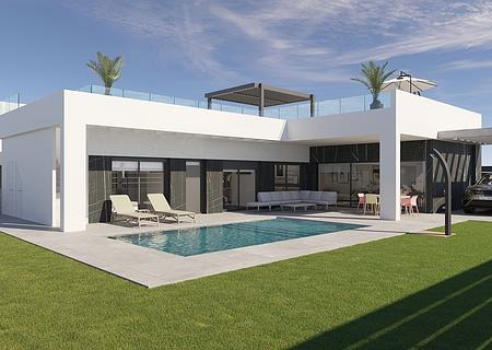 Villen mit 3 Schlafzimmern, 2 Bädern, Dachterrasse und Privatpool in wunderschöner Golfanlage
