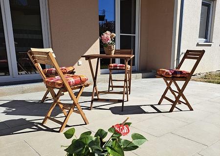 Idyllische Gartenwohnung vor den Toren Münchens in Ellgau bei Augsburg - Terrasse auf der Südseite