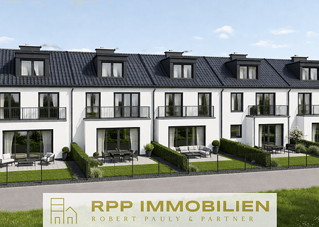 Bauträger aufgepasst! Attraktives Baugrundstück für 5 Reihenhäuser - Genehmigung liegt in Kürze vor! - Visualisierung Gartenseite