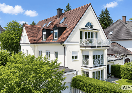 Haus-in-Haus-Charakter: 103 m² Wohnung mit Privatgarten in Alt-Solln - Blick auf das Haus