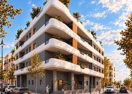 Penthouse-Wohnungen mit 2 Schlafzimmern, 2 Bädern, großer Terrasse, Vorinstallation Klimaanlage und Gemeinschaftspool