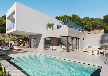 Luxusvillen mit 3 Schlafzimmern, 2 Bädern, Gäste-WC, Klimaanlage und Privatpool in der fantastischen Golfanlage Las Colinas