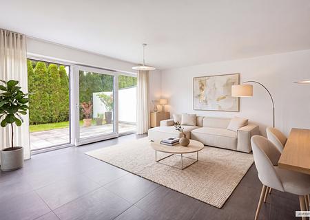 Sonnige Gartenwohnung auf zwei Ebenen - Wohnen (virtuell möbliert)