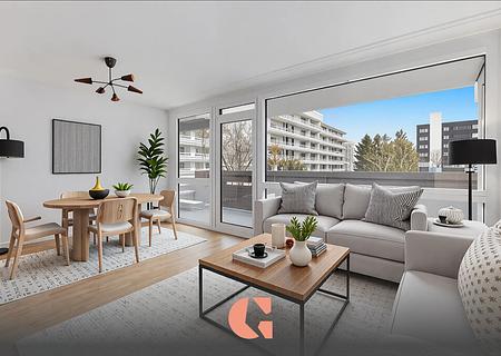 Olympiapark - Ruhig gelegene Süd-Wohnung mit Balkon - Wohn- und Essbereich