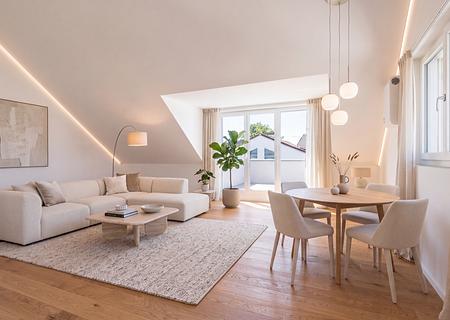 Zum Erstbezug: 3-Zimmer-Wohnung mit Dachterrasse in ruhiger Lage - Lichterfüllter Wohnbereich (virtuell möbliert)