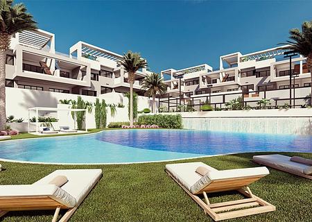 Erdgeschoss-Wohnungen mit 2 Schlafzimmern, 2 Bädern, 2 Terrassen, optionalem Tiefgaragenstellplatz und Gemeinschaftspool